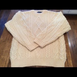 IRISH FISHERMAN KNIT WOOL PULLOVER SWEATER, NEW, S